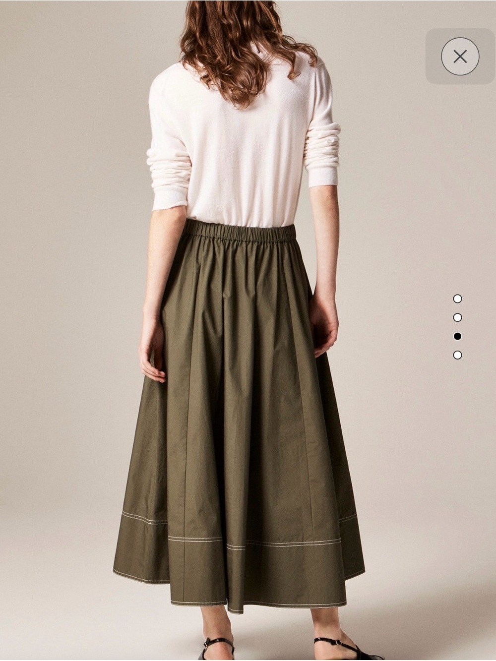 NWT J.Crew Contrast-stitch Midi Skirt in Cotton Poplin NWT Size 10 - Picture 2 of 10